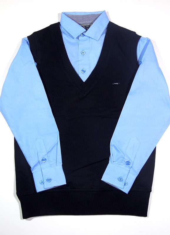  Рубашка - обманка, жилетка тёмно - синяя 455201 Верх однотонный 00031341 