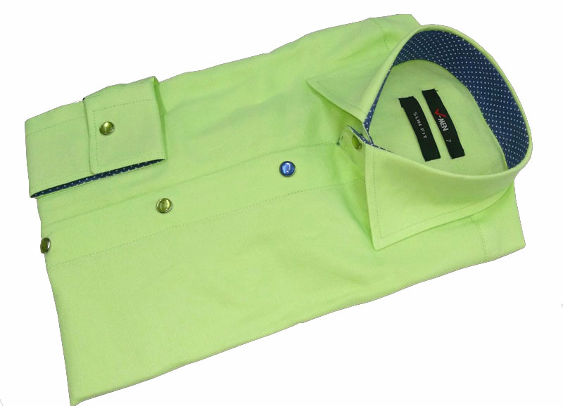  Зелёная рубашка для мальчика 1-85, на кнопках 