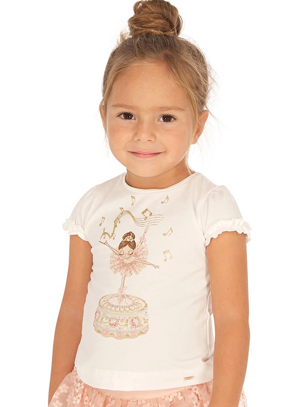  Белая футболка для девочки короткий рукав 3001 - 66, Майорал, Испания 
