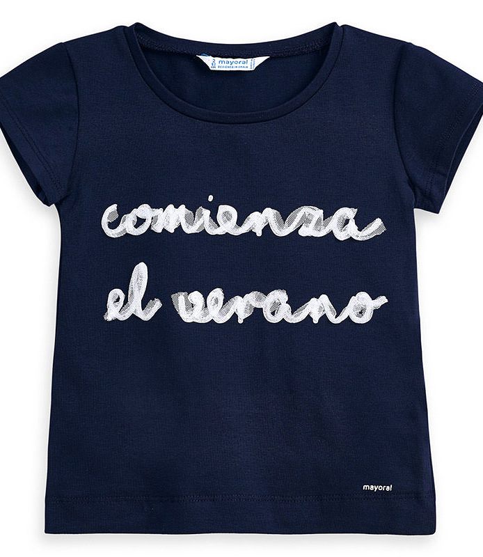  Синяя футболка для девочки короткий рукав 3006 - 78, Майорал, Испания 
