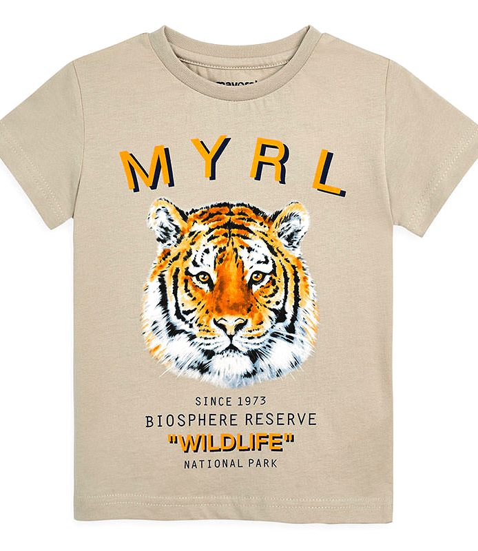 Бежевая футболка с тигром для мальчика 3052 - 24, Майорал, Испания 