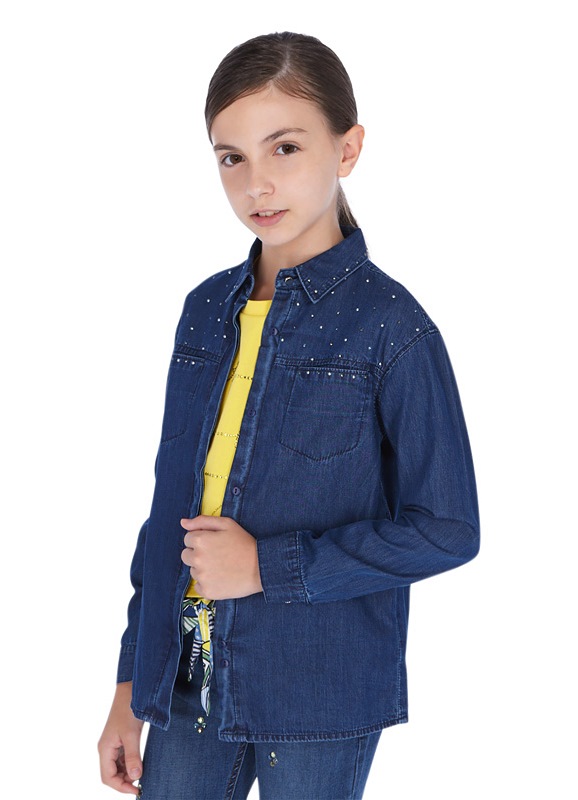  Джинсовая рубашка для девочки - подростка 6170 - 86, Майорал, Испания 
