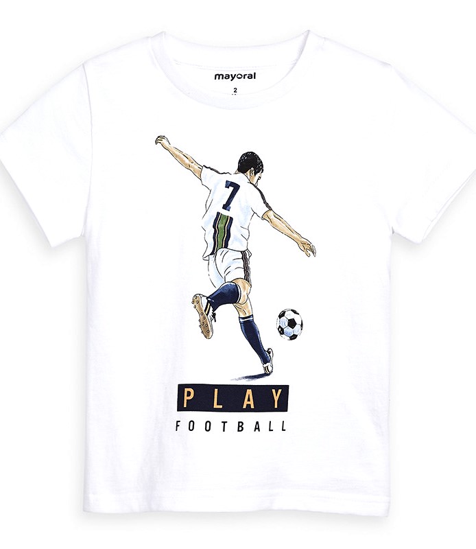  Белая футболка для мальчика короткий рукав 3055 - 31, Майорал, Испания 